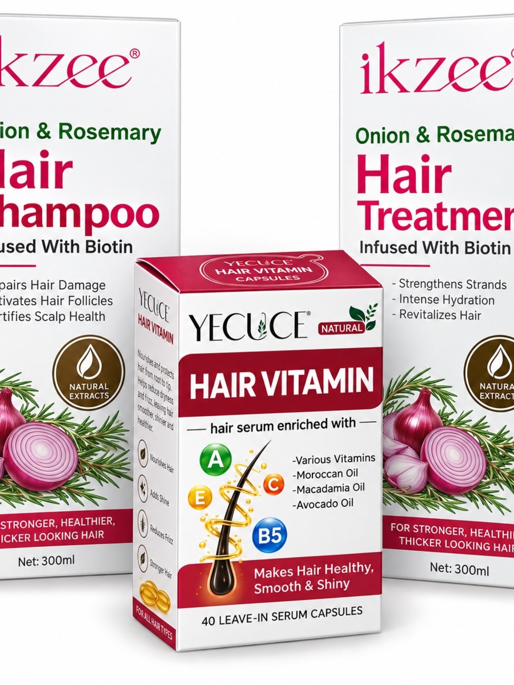 YEUCEE Hair Care Set – Shampoo, Treatment & Hair Vitamin Serum Capsules
